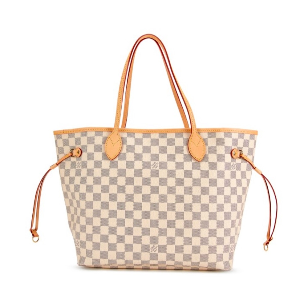Louis Vuitton Damier Azur Coated Canvas NeverFull MM Tote Rose Ballerina Lining - Picture 2 of 14